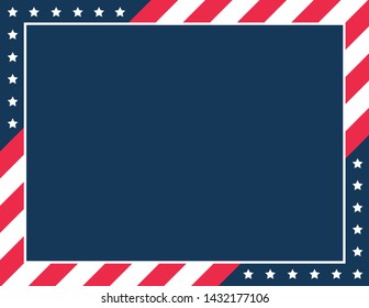 Patriotic Background, Stars and Stripes Background, Memorial Day Banner, USA Border, Veteran's Day Background, Stripes Border, Stars Border, Independence Day Holiday Vector Illustration Background