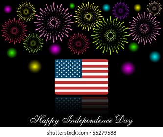 Patriotic Background - USA Flag and Fireworks