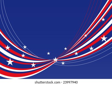 Patriotic background - waves and lines with stars and stripes - find jpeg-Version in my portfolio