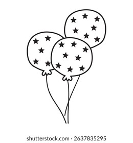 Patriotic balloons. Outline vector design. Illustration on white background.
