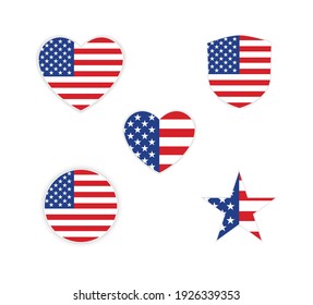 patriotic banner badge label with usa flag icon