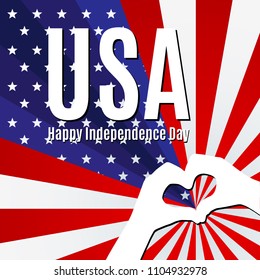 Patriotic banner poster Text Happy Independence Day USA Background of the American flag with hands and heart Creative background concept Patriotic template theme with flag on independence day Vector