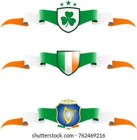 Patriotic Banner Set. Vector graphic banners and shields representing the Republic of Ireland