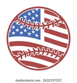 Patriotic Baseball with Stars and Stripes Illustration