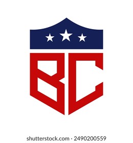 Patriotic BC Logo Design. Letter BC Patriotic American Logo Design for Political Campaign and any USA Event.