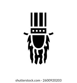patriotic beard hat combo glyph icon vector. patriotic beard hat combo sign. isolated symbol illustration