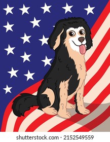 Patriotic Bernese Mountain Dog vector background