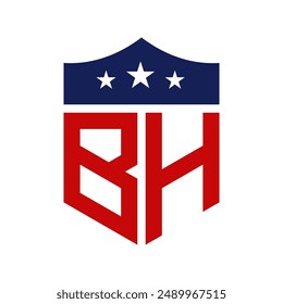 Patriotic BH Logo Design. Letter BH Patriotic American Logo Design for Political Campaign and any USA Event.