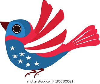 Patriotic bird American flag vector isolated on white background