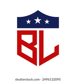 Patriotic BL Logo Design. Letter BL Patriotic American Logo Design for Political Campaign and any USA Event.