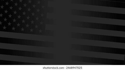 Patriotic black background. Monochrome stylized flag of the United States