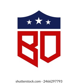 Patriotic BO Logo Design. Letter BO Patriotic American Logo Design for Political Campaign and any USA Event.