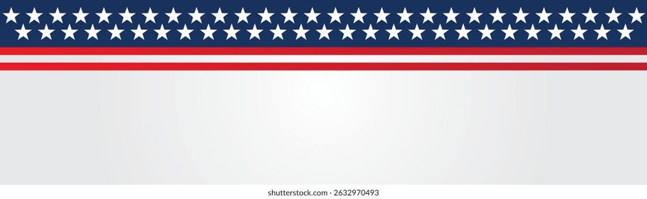 Bandera de frontera patriótica rayas rojas azules con estrellas