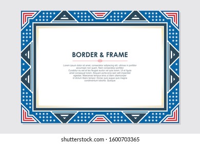 Patriotic border and frame with American flag  style and color, with copy space for your text.