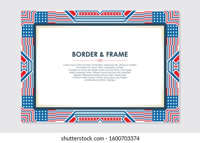 Patriotic border and frame with American flag  style and color, with copy space for your text.