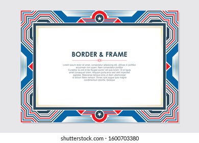 Patriotic border and frame with American flag  style and color, with copy space for your text.