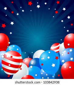 Patriotic border of multicolored balloons