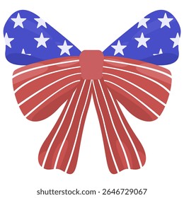 Patriotic Bow Ribbon Vector with Stars and Stripes
