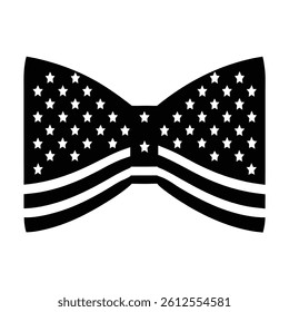 Patriotic Bow Tie Icon – American Flag Silhouette Vector Illustration