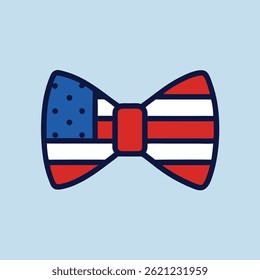 Patriotic Bow Tie Icon Vector – American Flag Design Illustration