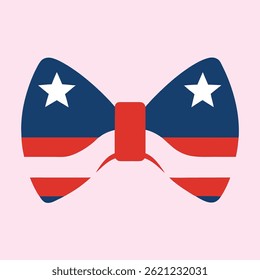 Patriotic Bow Tie Icon Vector – American Flag Design Illustration