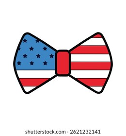 Patriotic Bow Tie Icon Vector – American Flag Design Illustration