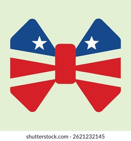 Patriotic Bow Tie Icon Vector – American Flag Design Illustration