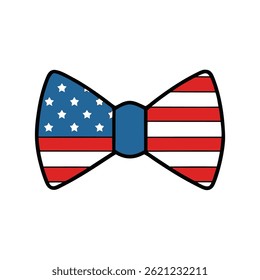 Patriotic Bow Tie Icon Vector – American Flag Design Illustration