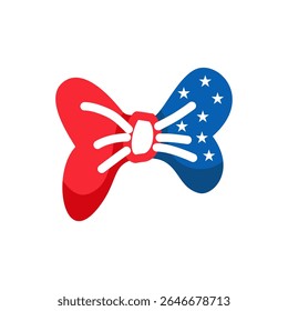 Patriotic Bow Tie with Stars and Stripes, Red and Blue American 