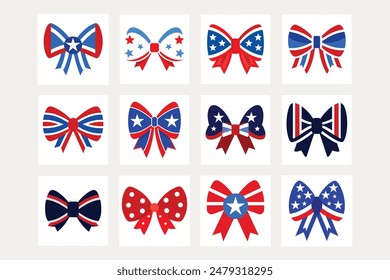 Patriotic Bows Vector Illustrations Bundle