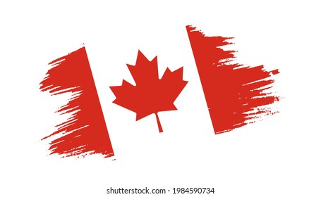 Patriotic of Canada flag in brush stroke effect on white background