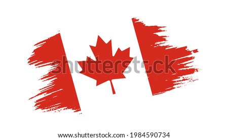 Patriotic of Canada flag in brush stroke effect on white background