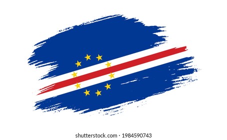 Patriotic of Cape Verde flag in brush stroke effect on white background