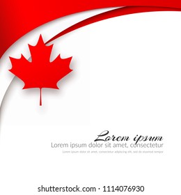 Patriotic card with the theme Canada flag Wavy red lines and a maple leaf on a white background National patriotic symbol Canadian background for the design of cards posters for Canada Day Vector