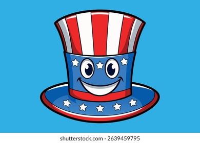 Patriotic Cartoon Uncle Sam Hat with Smiling Face for Celebration