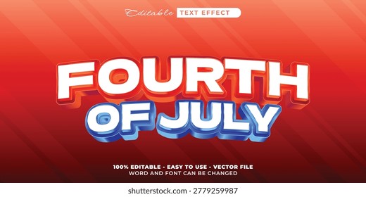 Patriotic Celebration Editable Text Effect featuring Bold 3D Typography and 4th of july sign