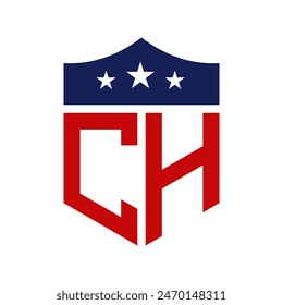 Patriotic CH Logo Design. Letter CH Patriotic American Logo Design for Political Campaign and any USA Event.