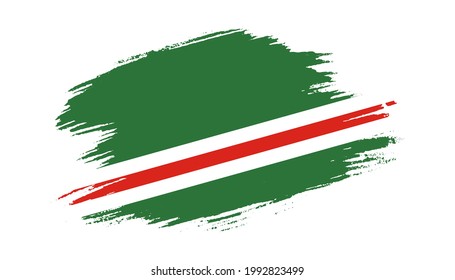 Patriotic of Chechen Republic of Ichkeria flag in brush stroke effect on white background