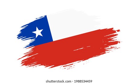 Patriotic of Chile flag in brush stroke effect on white background