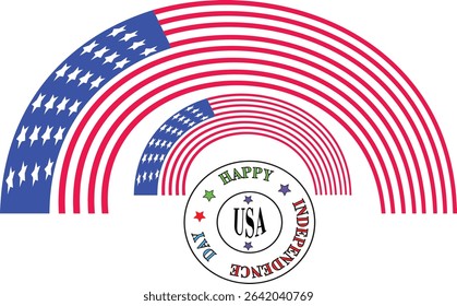 Patriotic Circular American Flag Badge Vector for 4th of July Independence Day Celebration Design