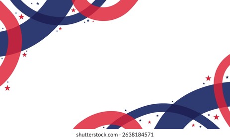 Patriotic Circular Frame of 4th of July Elements on White Background