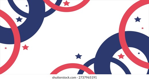 Patriotic Circular Frame of 4th of July Elements on White Background