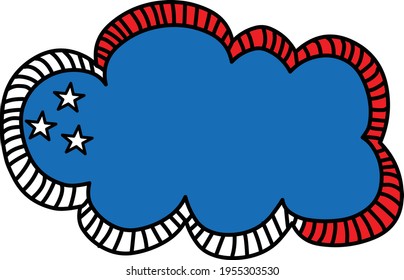 Patriotic cloud July 4th doodle art vector illustration