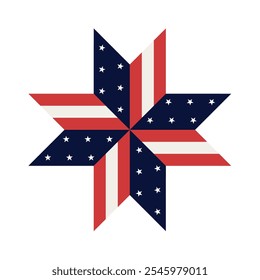 Patriotic colour quilt star icon. Clipart image isolated on white background