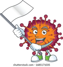 A patriotic COVID19 syndrome mascot character design holding standing flag