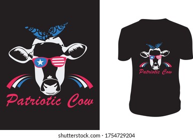 Patriotic Cow 4th of July t shirt - 4th of July t shirts design,greeting cards, Vector graphic, typographic poster or t-shirt.