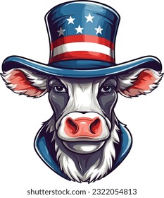 A patriotic cow vector design in white background