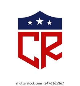 Patriotic CR Logo Design. Letter CR Patriotic American Logo Design for Political Campaign and any USA Event.