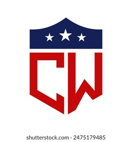 Patriotic CW Logo Design. Letra CW Patriotic American Logo Design para campaña política y cualquier evento de EE.UU.