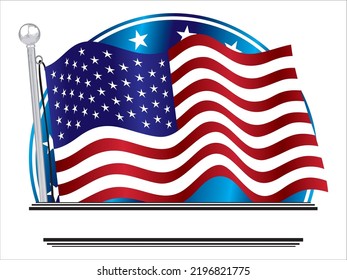 Patriotic Design Element, Banner, Badge, Icon Isolated On White. American Flag With Blank Space For Your Own Title